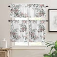 thumbnail image 2 of Berry Watercolor Leaf Kitchen Curtains and Valances Set, Christmas Winter Xmas White Background Rod Pocket Window Valance Window Curtain Panels for Living Room Bedroom Laundry, 27.5x36in, 3 Pieces, 2 of 7