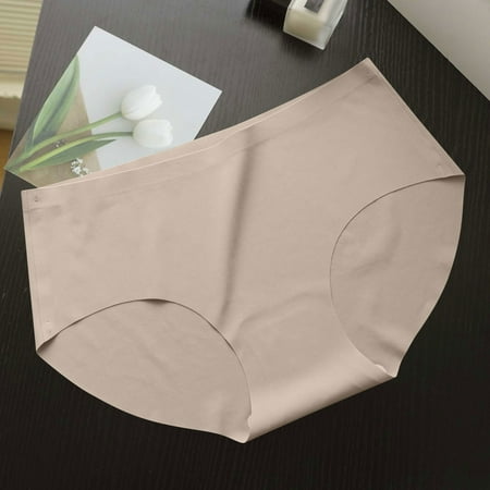 Cotton Boy Shorts Underwear for Women Women s Lace Underwear Mid-Waisted Ice Silk Full Cover Underwear Soft Satin High Waisted Panties Lightweight Breathable Underpant Briefs Brown