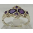 thumbnail image 3 of LBG 925 Sterling Silver Natural Amethyst Womens Cluster Ring - Size 8.75, 3 of 5