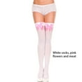 thumbnail image 3 of Sonducket 1 par de medias por encima de la rodilla, calcetín decorativo de moda, accesorio de vestir de medias decorativas para Cosplay, fiesta, Bar, club Disfraces de disfraces Blanco Rosa Tipo 1 Sonducket AP014092-07, 3 of 6