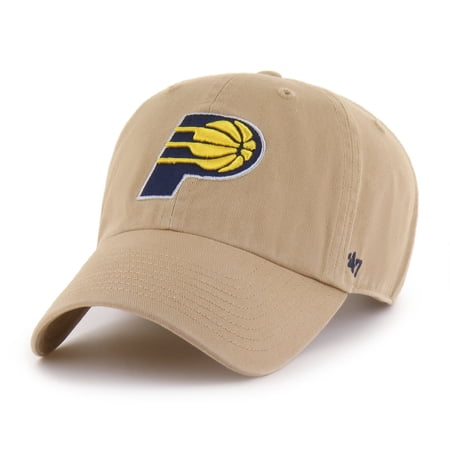 Men s 47 Khaki Indiana Pacers Logo Clean Up Adjustable Hat