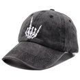 thumbnail image 2 of OASCUVER Skeleton Hand Adjustable Wash Distressed Denim Hat, 2 of 5