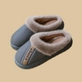 thumbnail image 4 of CHUMUD Men's Faux Leather Slippers with Fur Collar - Warm Fleece Lined, Anti-Slip Rubber Sole Winter House Shoes, 4 of 6