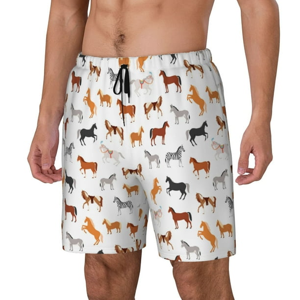 Balery Horses Bañador para hombre, shorts de playa de secado rápido con entrepierna y forro de compresión-Small