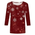 thumbnail image 4 of Dmsael Holiday Shirts for Women Christmas Shirts for Women 3/4 Sleeve Tunic Tops Glitter Xmas Tree Print Tshirt Crewneck Pullover Blouses Gifts Tees Wine,2XL, 4 of 4