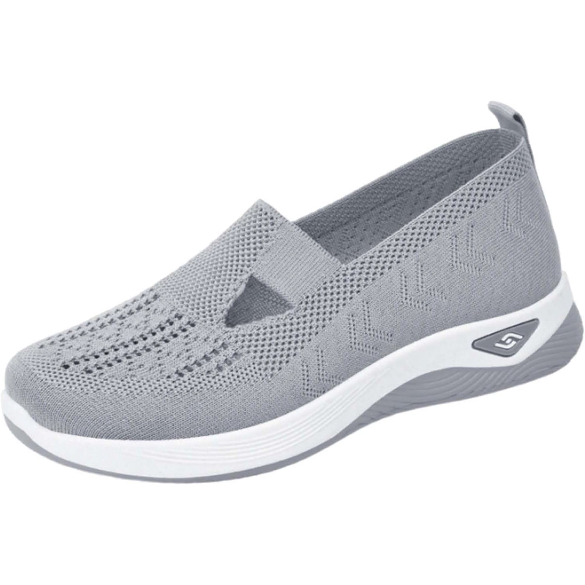 Women's Woven Breathable Soft Shoes Foot Arch Pad, Diabetes Foam Shoes Walking Anti-Skid Sports Shoes