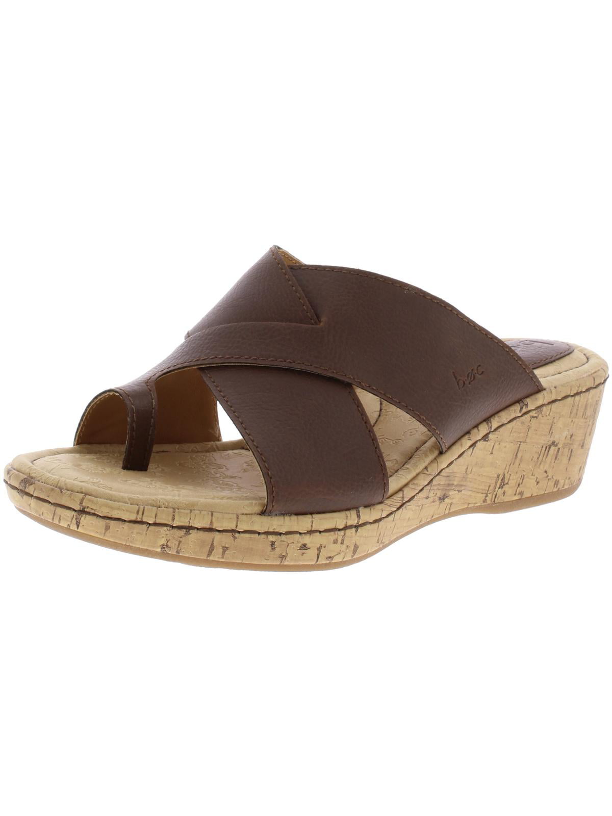 b.o.c. - B.O.C. Womens Summer Faux Leather Slip On Wedge Sandals Brown ...