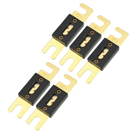 5 Pcs Mini ANL Fuses 120A Audio CD Fuse for Car Motorcycle Boat Gold Tone Black