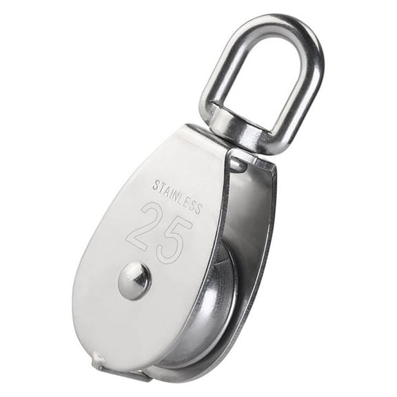 KALLORY 1Pcs Stainless Steel Single Wheel Swivel Pulley Block for Heavy Duty Rope Lifting 8.00X3.00X2.00In