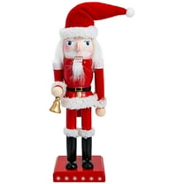 OFFIGAM Nutcracker Christmas Decorations Red Wood Santa Claus Shape 1Pack 9.8x3in