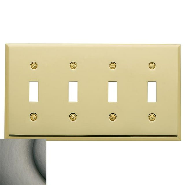 Baldwin 4772151 Quadruple Toggle Beveled Edge Switch Plate, Antique Nickel