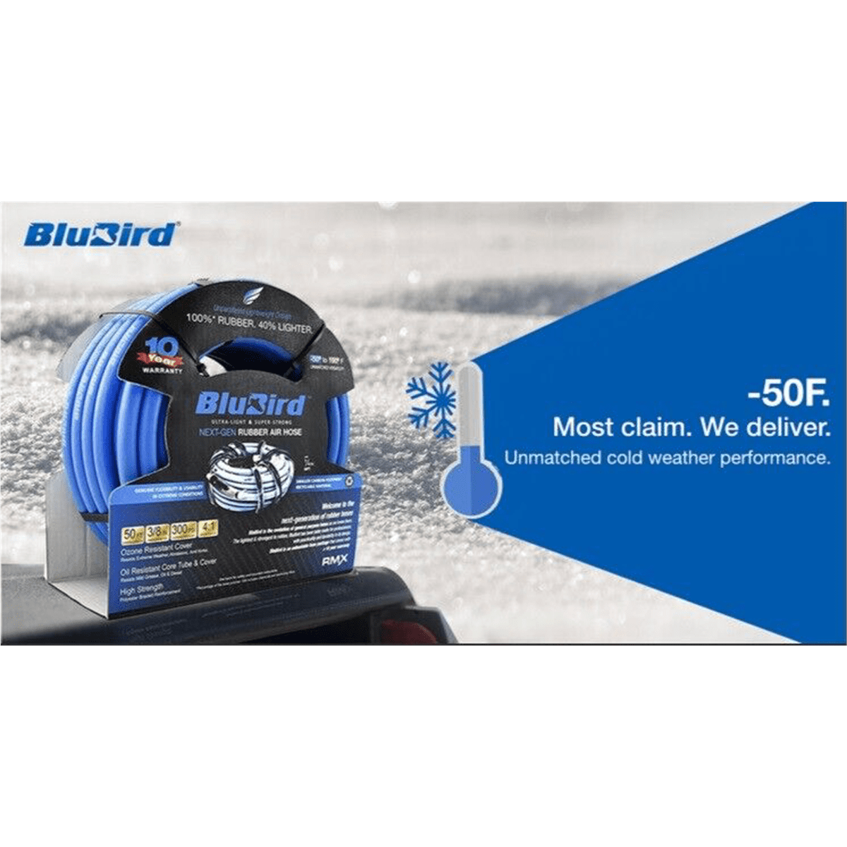 BluBird BB3825 3/8" x 25' Lightweight Polyester Braided Rubber Air Hose