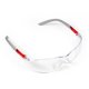 thumbnail image 1 of Gafas de seguridad con lentes envolventes transparentes antivaho y antiarañazos y empuñaduras antideslizantes, resistentes a los rayos UV, ajustables, monturas blancas y rojas JM, 1 of 5
