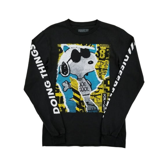 Peanuts Mens Black Snoopy Joe Cool Doing Things Differently Long Sleeve Shirt S