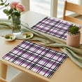 thumbnail image 6 of Placemats for Dinning Table Set of 12, Purple Black Plaid Farmhouse Purple Black Checkered Burlap Kitchen Place Mats Waterproof Cloth Table Mats, Indoor Outdoor Placemats Easy Clean Dinner Decor, 6 of 8