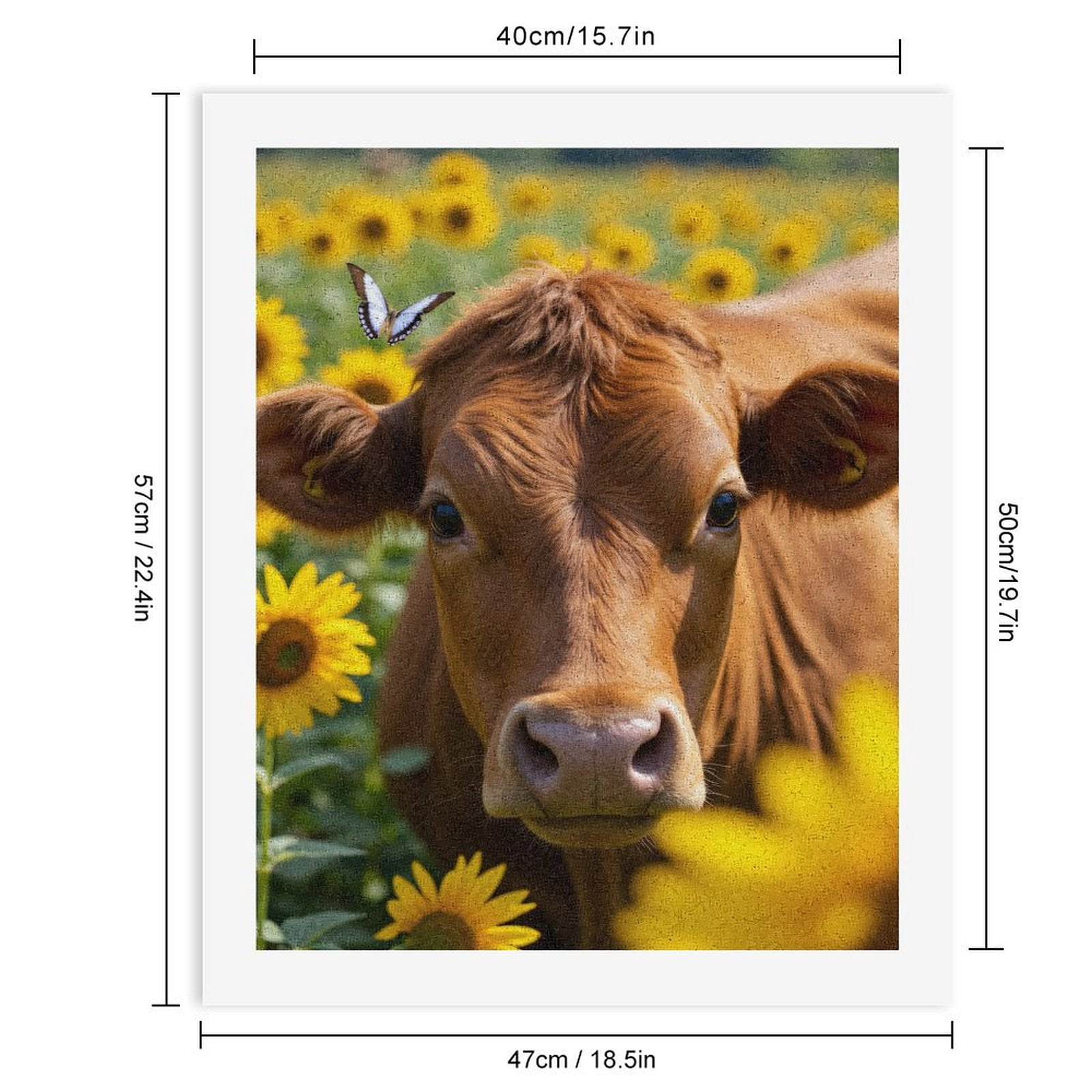 Paint by Numbers Kit for Adults, Cow In Sunflower Field With Butterfly Paint by Numbers, Easy Paint by Numbers Kit for Adults Beginner, DIY Adult Paint by Number Kits on Canvas, Home Decor