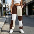thumbnail image 2 of Nmnitkp Women's Color Block Joggers Sweatpants with Pockets Drawstring Elastic Waist Loose Fleece Winter Athletic Pants for Workout Lounge Casual Daily Wear Brown,S, 2 of 6