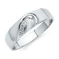 thumbnail image 2 of 14k White Gold Round 1.25 ct CZ Wedding Band Ring Trio Set Bride & Groom, 2 of 3
