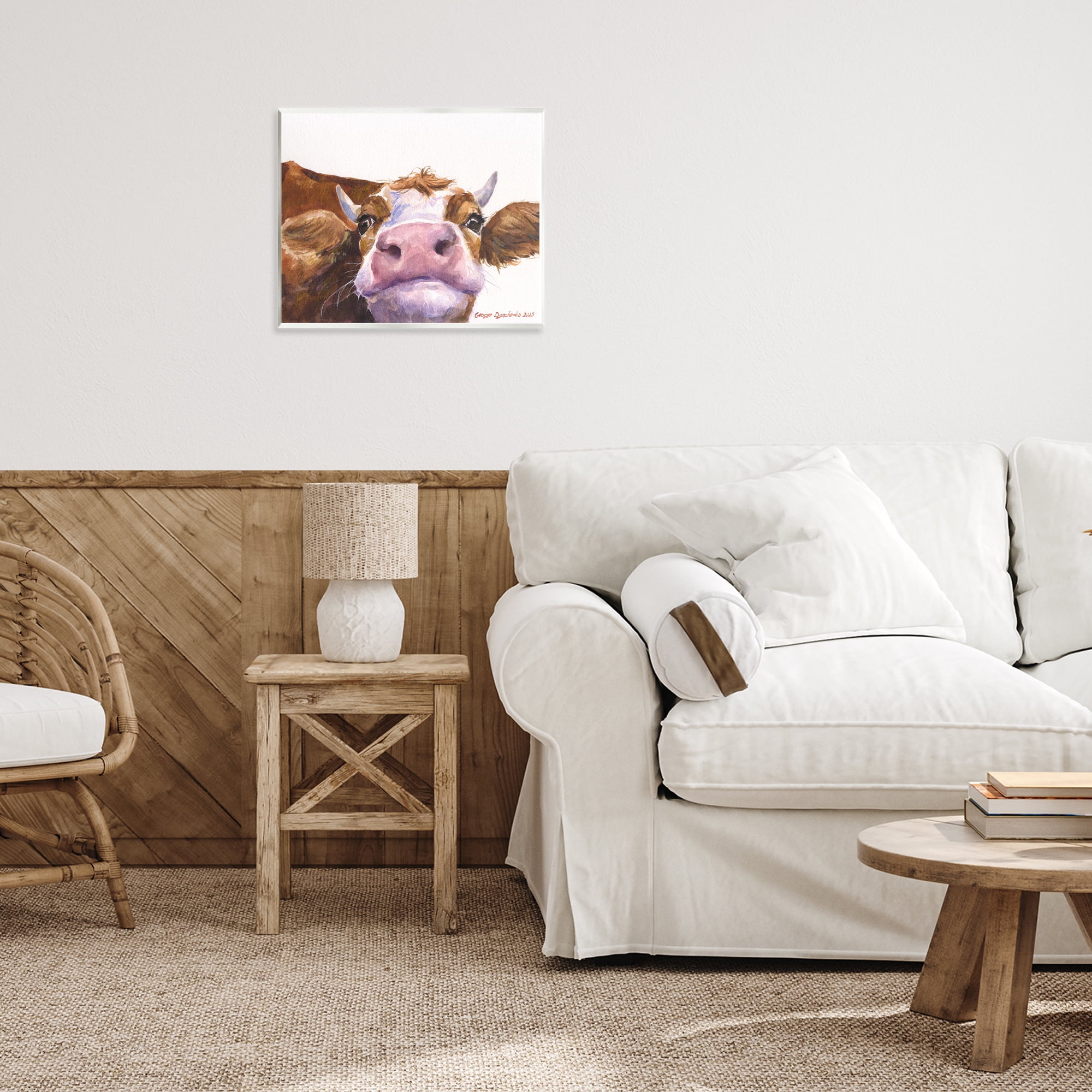 Stupell Industries Cute Cow Close Up Wall Plaque Art, design by George Dyachenko