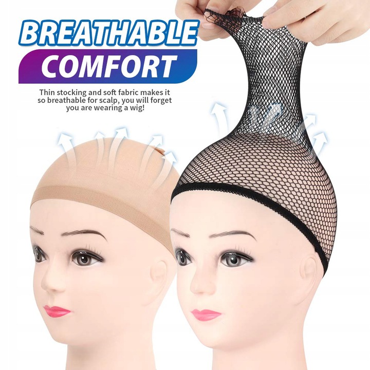 Wig net cap, high elastic stockings, one end wig net cap, 4 wig hair