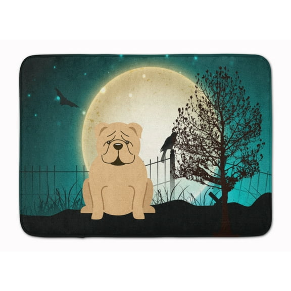 Halloween Scary  English Bulldog Fawn Machine Washable Memory Foam Mat