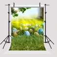 thumbnail image 2 of GreenDecor 5x7ft Easter Photo Booth Backdrops Blue Eggs Flowers Sunshine Green Grass Photography Background for Parties, 2 of 4