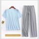 thumbnail image 1 of Ropa de dormir de seda de hielo para hombre, ropa holgada de manga corta para el hogar, conjunto informal grande para interiores y exteriores, talla fina, cómodo, para verano, 1 of 5