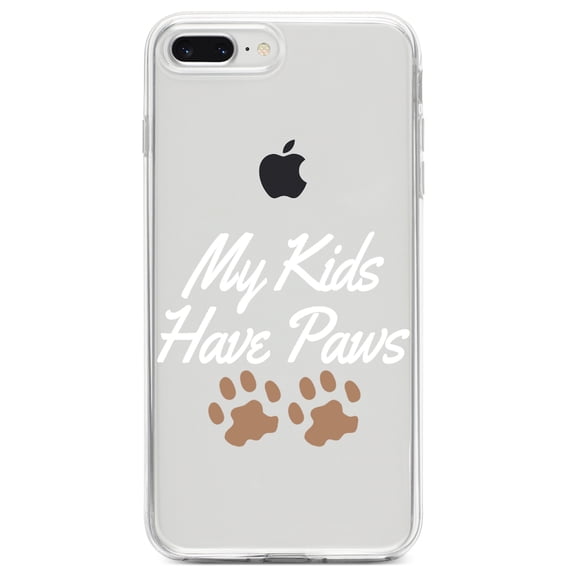 DistinctInk Clear Shockproof Hybrid Case for iPhone 7 PLUS / 8 PLUS (5.5" Screen) TPU Bumper Acrylic Back Tempered Glass Screen Protector - My Kids Have Paws