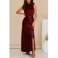 thumbnail image 2 of Women's Long Formal Satin Dress Mock Neck Sleeveless Side Slit Flowy Maxi Tank Dresses, 2 of 7