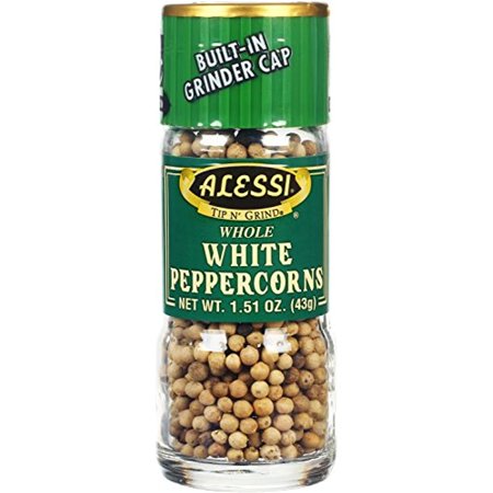 Alessi - Whole White Peppercorns In Grinder, (2)- 1.51 Oz Bottles