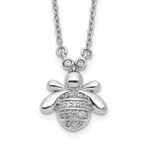 Auriga 14K White Gold 1.4 mm Diamond Bee Necklace for Women 18"