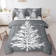 thumbnail image 1 of Christmas Tree Bed in a Bag Queen Comforter Set 7 Piece,Merry Christmas Bedding Set,Winter Snowflake Floral Sheet Set,Abstract Feather Xmas Decorations Grey Quilt Set Bedroom Decor, 1 of 1