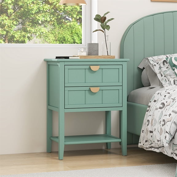 Dtwnek 2 Drawer Side Table End Table for Bedroom, Living Room, Study
