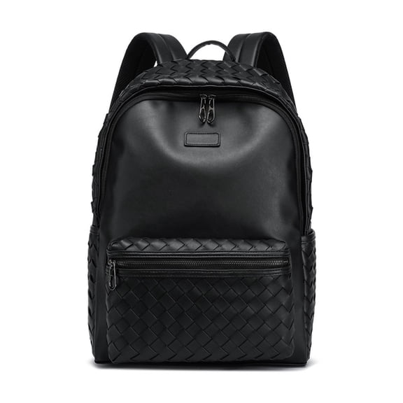 Leather woven backpack, casual business travel hiking backpack, Suitable for 14-inch laptop bags.
