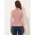 thumbnail image 3 of INSPIRE CHIC Blusa de trabajo con cuello en punta y mangas largas con paneles de malla para mujer Rosa XL, 3 of 4