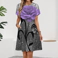 thumbnail image 2 of Purple Rose Floral Flowers Sundress Short Sleeve Dress Summer Women Clothes Dress for Women Dresses, 2 of 7