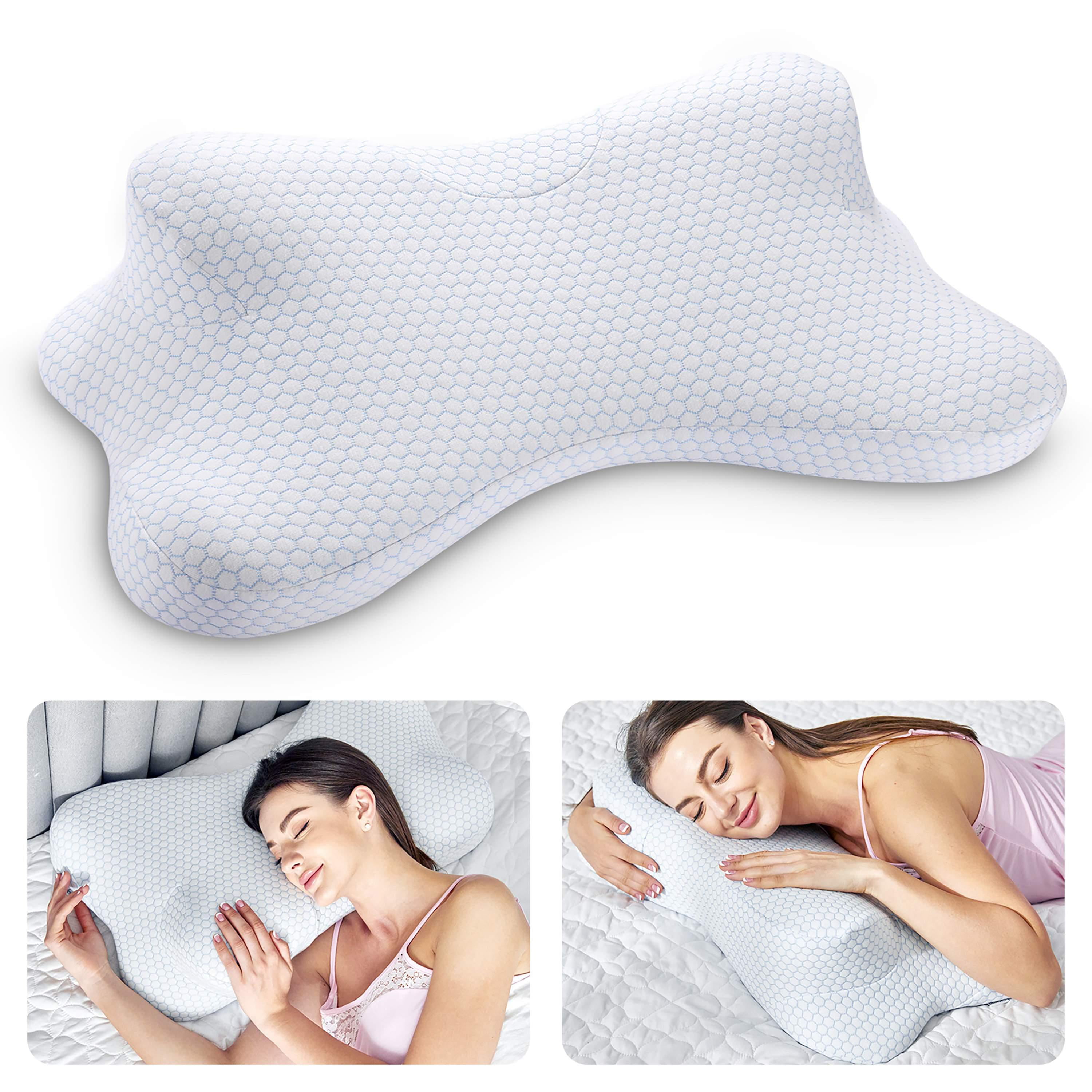 Cervical Neck Roll Pillow Cylinder Round Cushion Bolster Support for Sleeping Memory Foam Pillow for Neck Spine - Breathable Hypoallergenic and Comfortable -Supports Effectively, Lumbar Traction