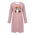 thumbnail image 4 of Womens Long Sleeve Nightgowns Sleep Shirts Halloween Cute Printed Loungewear Nightgown Short House Dresses M, 4 of 6