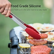600°F Heat Resistant Kitchen Tongs: U-Taste 7/9/12 inch Silicone Cooking Tong Set with Non Stick Rubber Tips and Silicon Coated 18/8 Stainless Steel Handle for Serving Grilling Salad(Red)