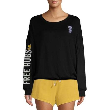 

Peanuts Women s and Women s Plus Snoopy Embroidered Long Sleeve Sleep Top