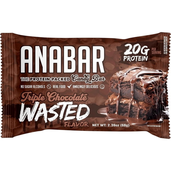 Anabar Protein Bar New Triple Chocolate Wasted, 1 Bar, 20 Grams of Protein