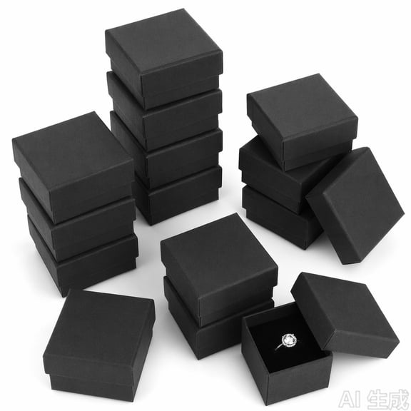 stcellnmex 20 Pcs Small Ring Boxes Bulk 2 x 2 x 1.2 Inch Kraft Cardboard Jewelry Gift Boxes with Lids for Earrings Square Packing for Birthday