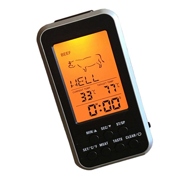Bearachild Termómetro para carne de barbacoa, termómetro para carne de cocina, pantalla LCD, temperatura de barbacoa con sondas, 1 Uds. Termómetros Sonda única Bearachild HA005552-02B