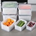 thumbnail image 5 of 3-Pack Fruit Storage Containers for Fridge with Removable Colanders, 4 in 1 Produce Storage Containers with Lids, Leakproof Fridge Organizer Bins for Salad Berry Lettuce Vegetables Meat Keeper Fresh, 5 of 6
