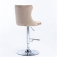 thumbnail image 5 of Modern Velvet Swivel Bar Stools with Backs - Set of 2 Adjustable Height Counter Stools for Kitchen Island, Home Pub, Chrome Base Tufted Upholstered Seating (Khaki), 5 of 10