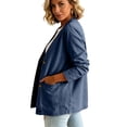 thumbnail image 5 of Dwellite Denim Cardigan for Women Lightweight Button Down Vneck Jean Jackets Fashion Long Sleeve Vintage V Neck Coat Dark Blue S, 5 of 5