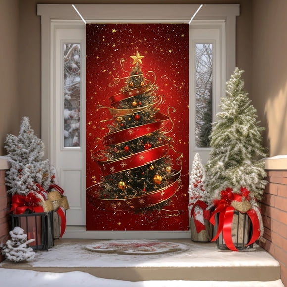 Linnome Santa Design Wall Decor, 35x71 Inch Christmas Festival Display Panel for Party Decor
