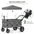 thumbnail image 3 of GVDV Wagon Stroller for Kids, 3-in-1 Collapsible Double Stroller Wagon for Toddlers with Removable Canopy, 5-Point Harness, Pull & Push Handle and All-Terrain Beach Wheels, Gray, 3 of 8
