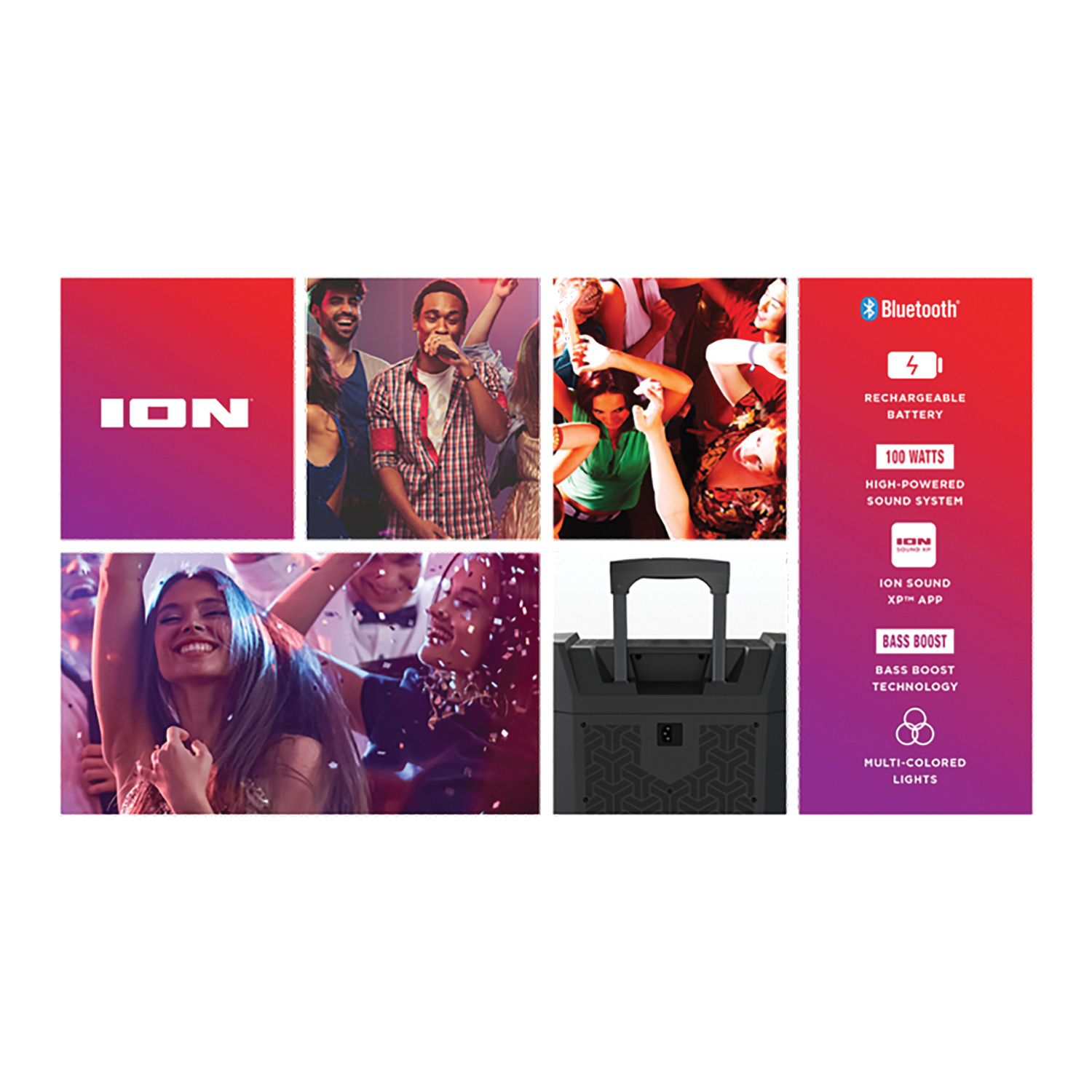 ION Audio Party Boom FX Portable Bluetooth Speaker with LED Lighting, Black, iPA101A - image 4 of 13