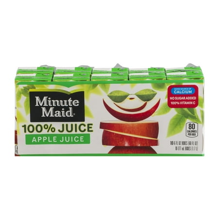 (4 Pack) Minute Maid 100% Juice, Apple, 6 Fl Oz, 10